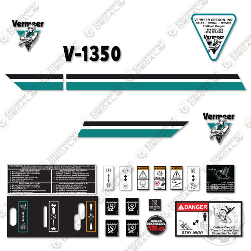 Fits Vermeer V-1350 Trencher Decal Kit 1350, decal kit, v-1350, v1350