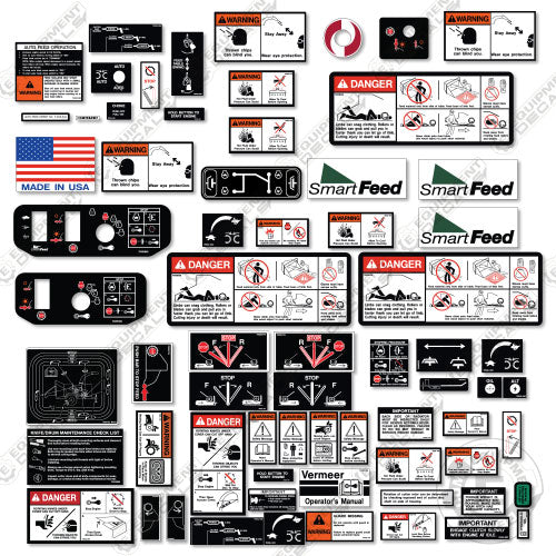 Fits Vermeer Caution Decals Safety Stickers Kit decal kit