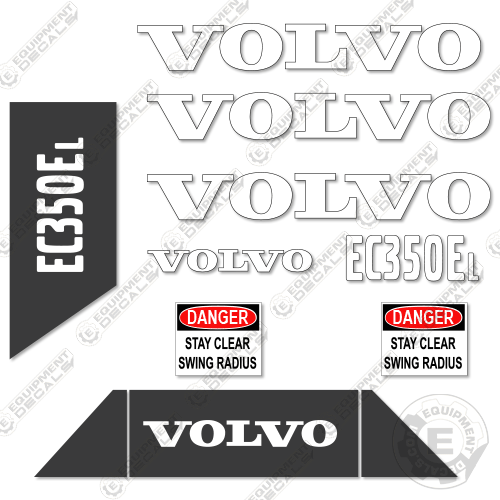 Fits Volvo EC350El Decal Kit Excavator 350, 350e, 350el, decal kit, dl, ec, ec350, ec350e, ec350el