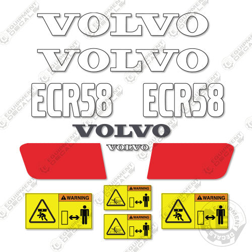 Fits Volvo ECR58 Decal Kit Mini Excavator 58, dl, ec, ecr, r58