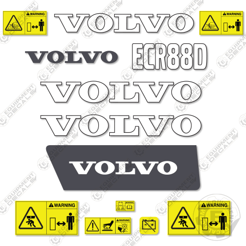 Fits Volvo ECR88D Decal Kit Excavator 88, 88d, d, decal kit, ec, ecr, ecr88, ecr88d