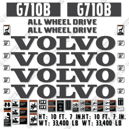 Fits Volvo G710B Decal Kit Motor Grader 710, 710b, decal kit, g710, g710b