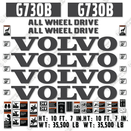 Fits Volvo G730B Decal Kit Motor Grader 730, 730b, decal kit, g730, g730b