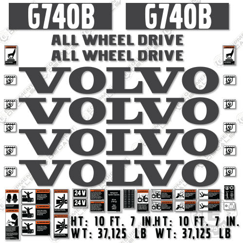 Fits Volvo G740B Decal Kit Motor Grader 740, 740b, decal kit