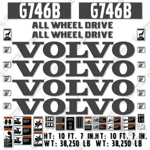 Fits Volvo G780B Decal Kit Motor Grader 746, 746b, decal kit, g746, g746b