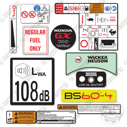 Fits Wacker Neuson BS60-4 Decal Kit Rammer 60, bs-60, bs60, decal kit