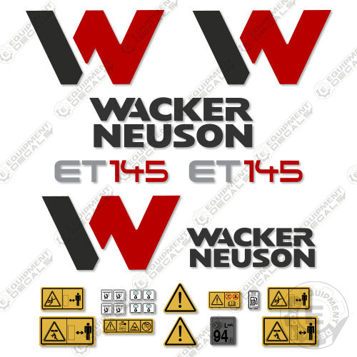 Fits Wacker Neuson ET145 Decal Kit Mini Excavator 145, decal kit, et145