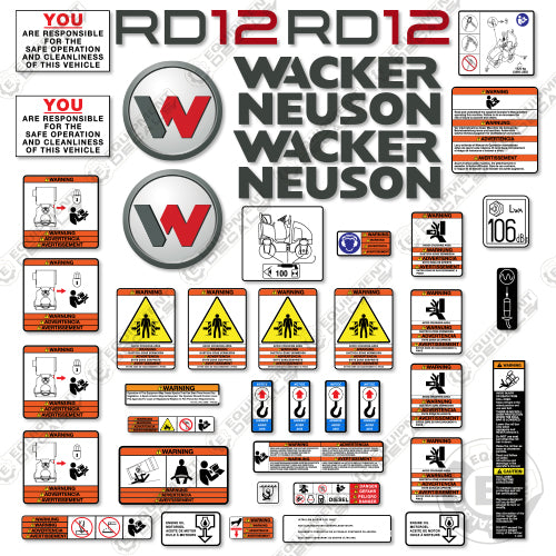 Fits Wacker Neuson RD12 Decal Kit Roller 12, decal kit, rd, rd-12, rd12, sw