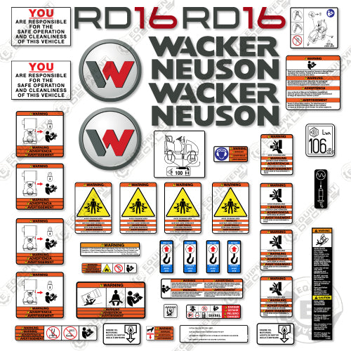 Fits Wacker Neuson RD16 Decal Kit Roller 16, decal kit, rd, rd16, sw