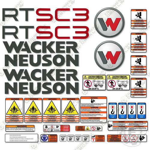 Fits Wacker Neuson RTSC3 Decal Kit Roller decal kit, rtsc, rtsc3