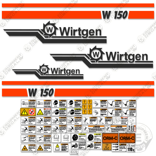 Fits Wirtgen W150 Decal Kit Cold Plainer decal kit, w-150