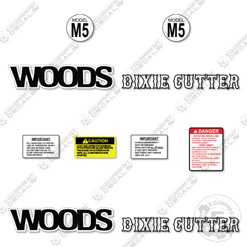 Fits Woods M5 Dixie Cutter Decal Kit Rotary Cutter 5, decal kit, dixie, dixie-cutter, m, m5