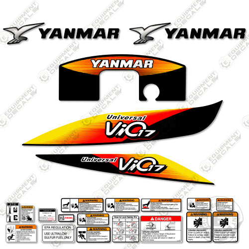 Fits Yanmar Vio 17 Mini Excavator Decal Kit 17, decal kit, vio