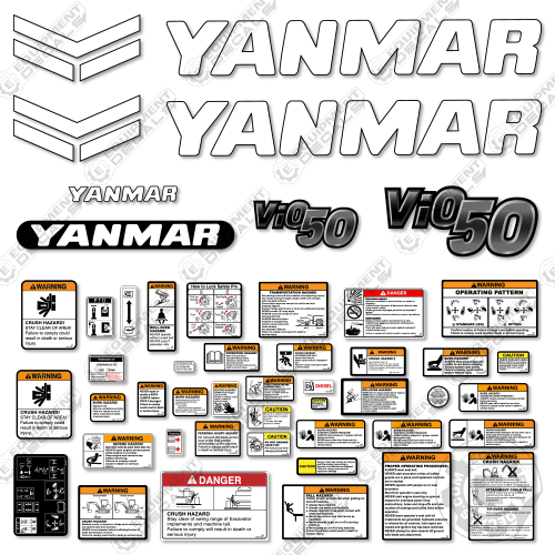 Fits Yanmar Vio 50-6B Decal Kit Mini Excavator 50-6B, decal kit, vio